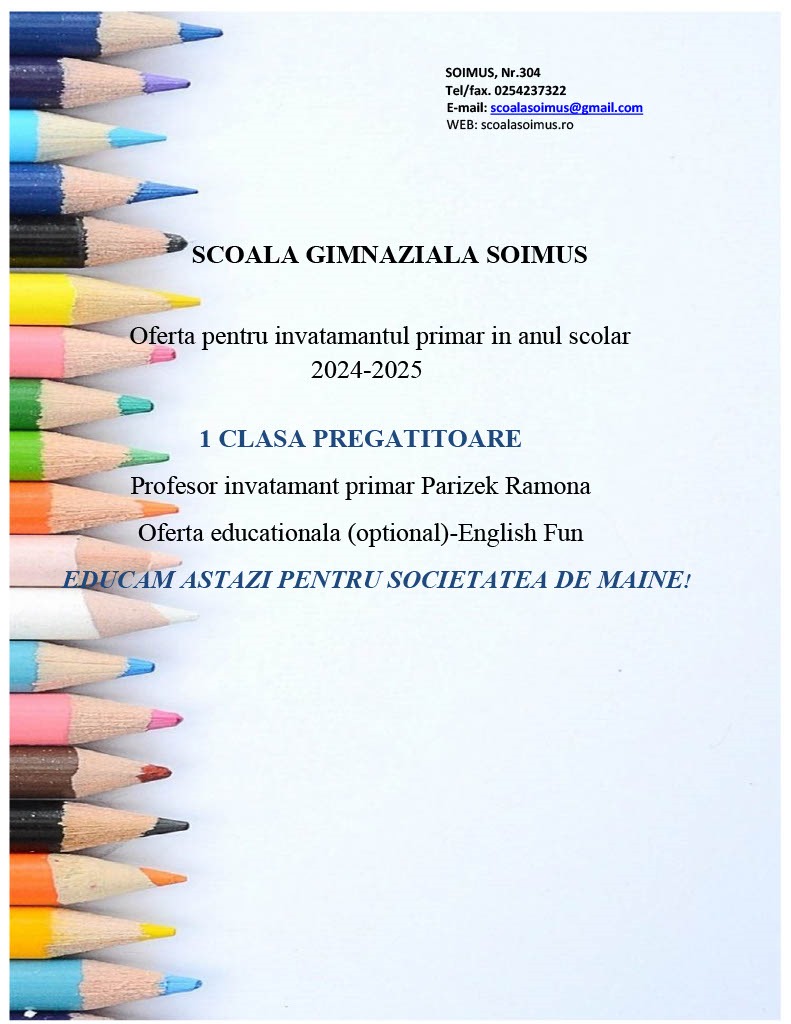 Oferta educațională pentru învățământul primar 2024-2025.