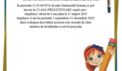 Înscrieri clasa pregătitoare